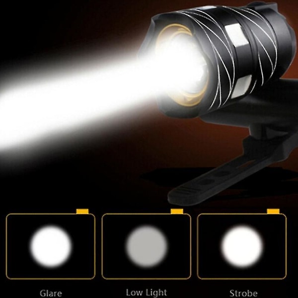 USB-oppladbar 300lm Xm-l LED sykkellys sykkelfrontlykt (gull)