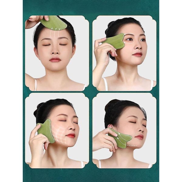 Naturlig Jade Gua Sha Skraping Massasjeverktøy for Ansikt og Kropp - Snngv（B）