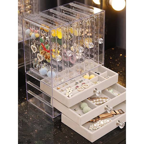Lyxiga smyckeskrin Organizer Hängande örhängen Rack Transparent Akryl Display Case Halsband Stray Kids Förvaringslåda 3 lager