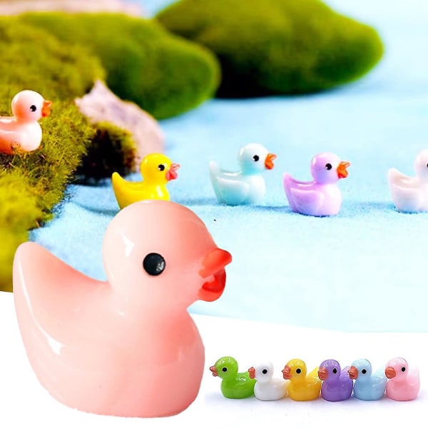 100 st Mini Resin Duck, Miniatyrfigurer Fairy Garden Tiny Ankor För Hem Prank Game Dollhouse Ornament Gör-det-själv-dekoration Tillbehör