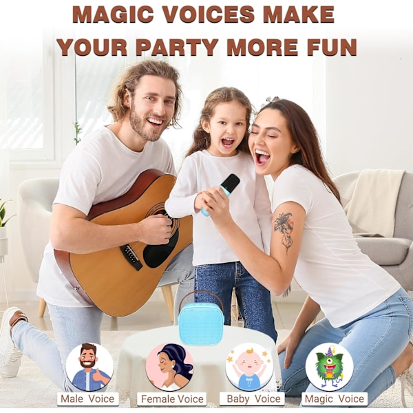 Minikaraoke för Barn, Bärbar Bluetooth-högtalare med Trådlös Mikrofon, Presenter till Pojkar och Flickor 4-10 År Gamla Födelsedag Julfest (Blå)