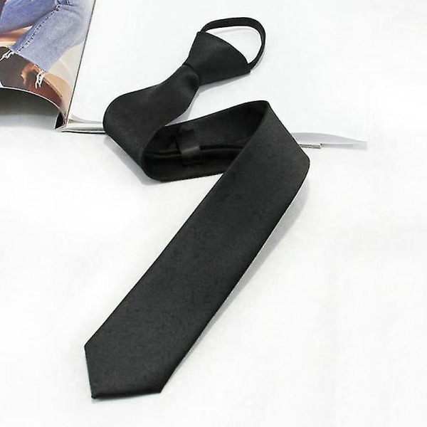 Svart Clip On Tie Säkerhetsslipsar för män Kvinnor Doorman Steward Matt slips Begravningskläder Accessoarer（vinrött）