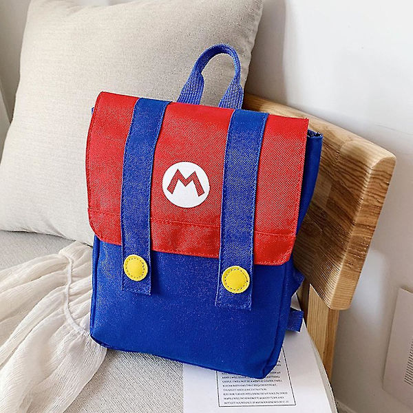 Super Mario Bros -reppu, taaperoille, ala-asteen ja esikoulun oppilaille, koululaukut, matkareppu, lapsille, pojille ja tytöille, syntymäpäivä- ja joululahjat (punainen)