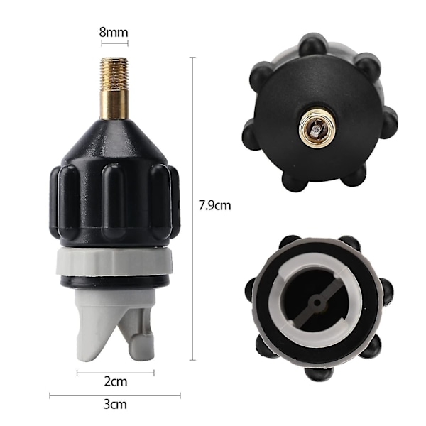 2 st Inflatable SUP Pump Adapter, Luftventilanslutning för Stand Up Paddle Board, Kajak, Båt (Svart)