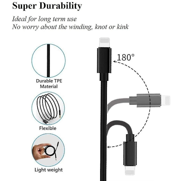 Aux-kaapeli iPhonelle, Apple Mfi -sertifioitu Lightning - 3,5 mm:n aux-kaapeli autoon, yhteensopiva iPhone 13 13 Pro 12 11 Xs Xr X 8 7 6 iPad Ipod -autoon