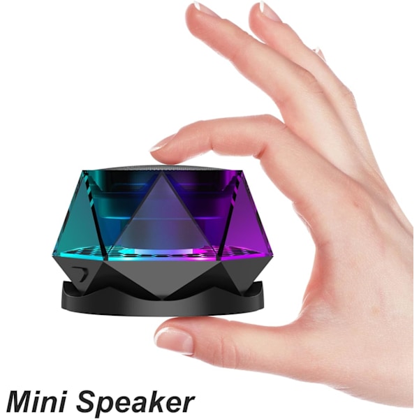 Magnetisk Diamant Bluetooth-högtalare, Liten Trådlös Högtalare med Multi-RGB Färg Ljusshow, Bärbar Telefonhållare för iPhone, Android, TWS-parning