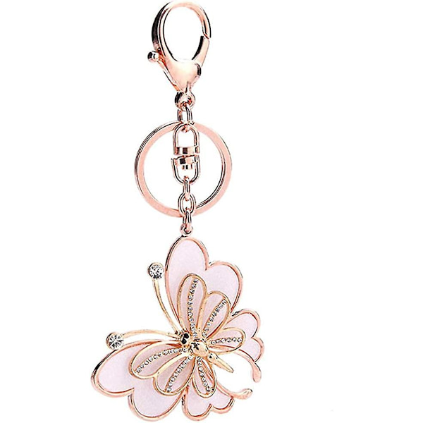 Rose Gold Tone Sød Sommerfugl Taske Charm Nøglering Bilnøglering med Nøgleringe til Kvinder Piger Gaver