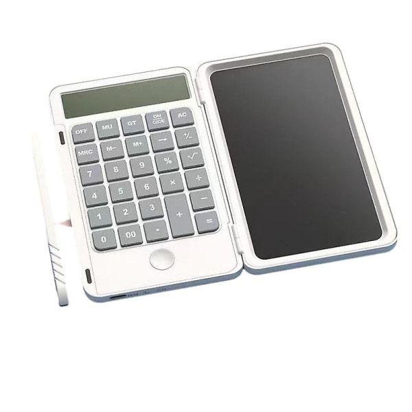 Kalkulator, 12-sifret skjerm med slettbart skrivebord, oppladbar hånd-multifunksjonskalkulator Flerfarget valgfritt（hvit）