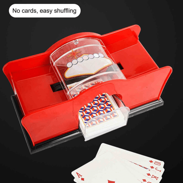 Manuaalinen käsin pyöritettävä korttisekoitin kotikorttipeleihin, matkapokeriin, blackjack rommiin (punainen)