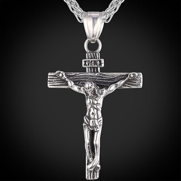 WABJTAM Personlig Sølv Katolsk Jesus Kristus INRI Cross Crucifix Anheng Halskjede Kvinner Menn