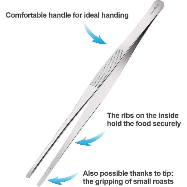 Tang til madlavning i rustfrit stål 12 tommer køkkentang madlavningstang lang rustfrit stål madlavningspincet metaltang grilltang køkkenpincet
