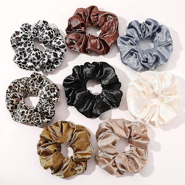 Hiusnauhat Silkki Satin Scrunchy - Hiuselastiset nauhat Poninhäntäpidike Pakkaus neutraaleja Scrubchy hiusasusteita Naisille Tytöille 8 kpl
