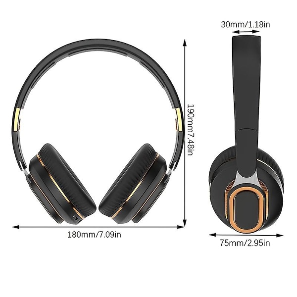 Huvudmonterat Bluetooth Headset trådlöst kort Subwoofer Headset (svart)