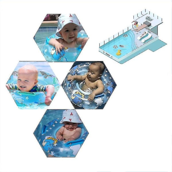 Baby uintirengas 3-36 kuukaudelle, baby kaulakelluke kelluntaistuimella, uima-altaan uimiseen tarvittavat tarvikkeet (elefantti, sininen)