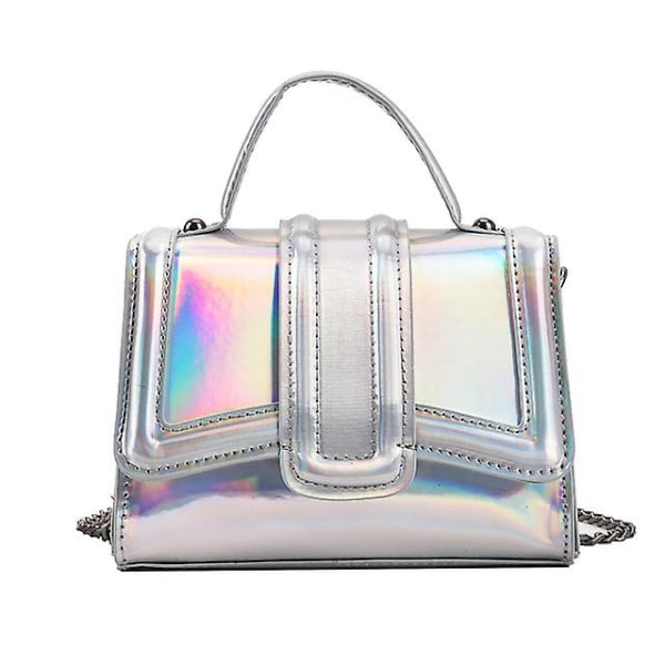 Olkalaukku naisille 2022 Uusi kiiltävä laser väri Lady Fashion Crossbody Bag Yksivärinen käsilaukku ja lompakko, 1kpl-hopea