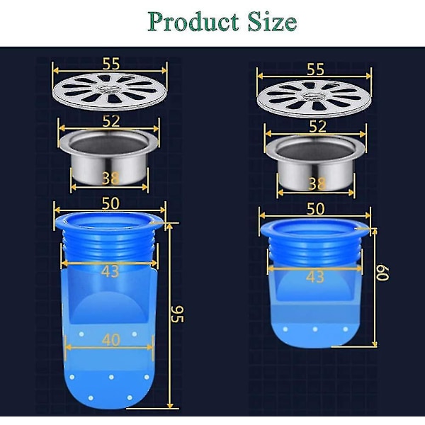 Justerbar Backflow-Förebyggande, 2-pack Silikon Golvbrunn, Envägsventil