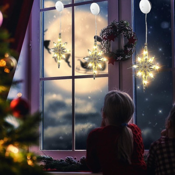 10,6 tommer Betlehem julelys Plast opplyst Led Silhouette store hengende stjerner