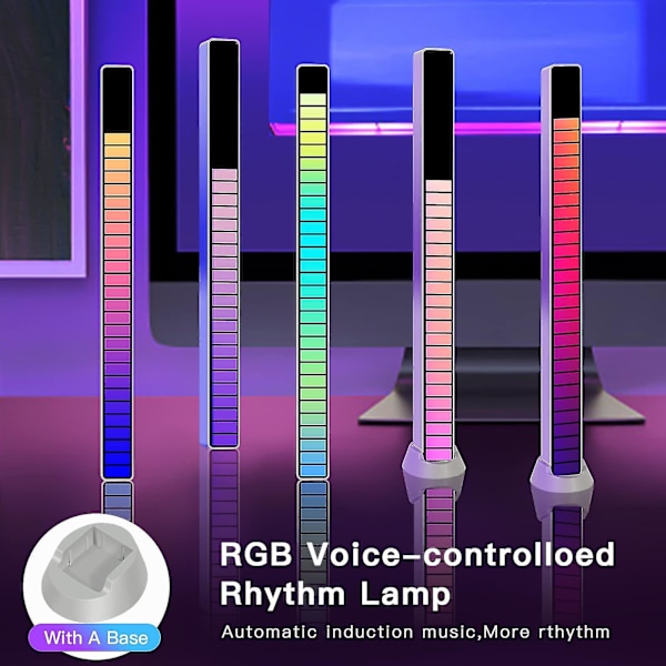 2 stk. Rgb stemmeaktivert opphenting rytmelys, oppladbar Usb lydkontroll omgivelseslys bil rytmelys 32 bit musikk