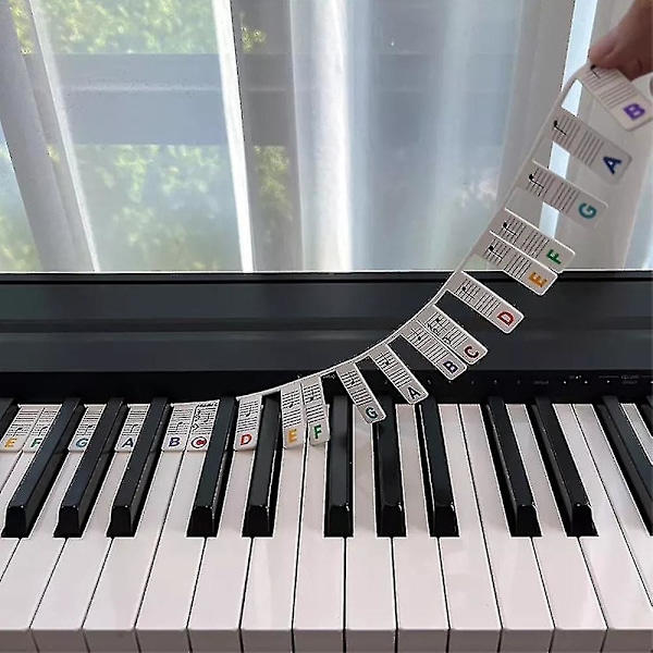 88 tangenter avtagbara pianotangentnoteringar återanvändbara silikon pianotangentklistermärken för nybörjare barn elektroniskt pianotillbehör（Färgglada）