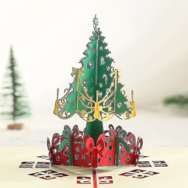 3D-joulukortit, pop up -joulukortti, joulukortit kirjekuorilla, paras lahja jouluksi, joululahjakortti2kpl-punainen Fiis