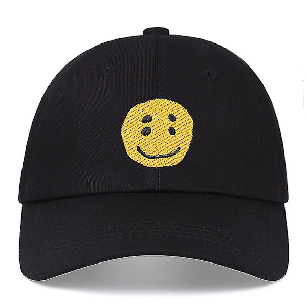 Rolig smiley-ansikte ren bomull broderad basebollkeps för män och kvinnor hip hop casual mjuk topp pappa hatt duckbill keps Roligt ansikte