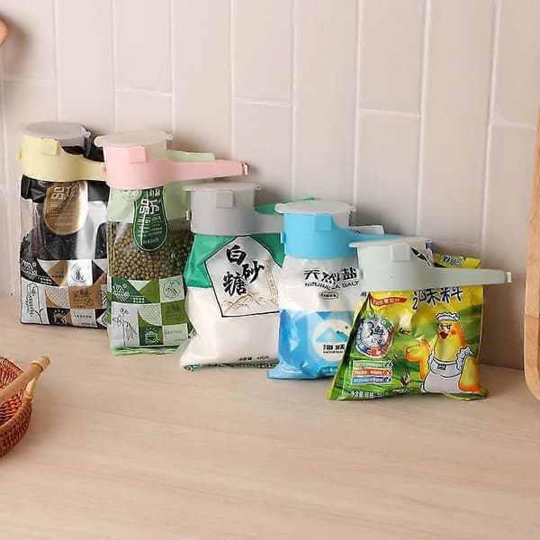 Plastförseglingsspärr, matkonserveringsförseglingsspärr, spannmålsfuktsäker utloppsrör, snacksäckspärr, 5 stycken off-white