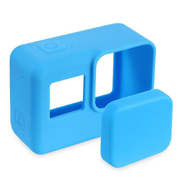 For Go Pro tilbehør Action Camera Case Beskyttende silikoneetui + objektivdæksel til Gopro Hero 5 6 7 Black Hero-kamera (1 sæt blå)
