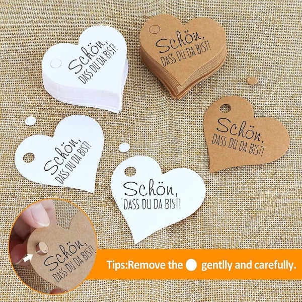 Valentine's Day gavemærker 200 stk., hvide og læder Valentine's Day har hjerteformede stilarter