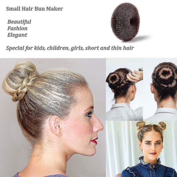 Extra Small Hair Bun Maker Lapsille, 6 Kpl Chignon Hair Donut Sukka Nuttura muoto tytöille, Mini Hair Donut Muotoilija lyhyille ja ohuille hiuksille