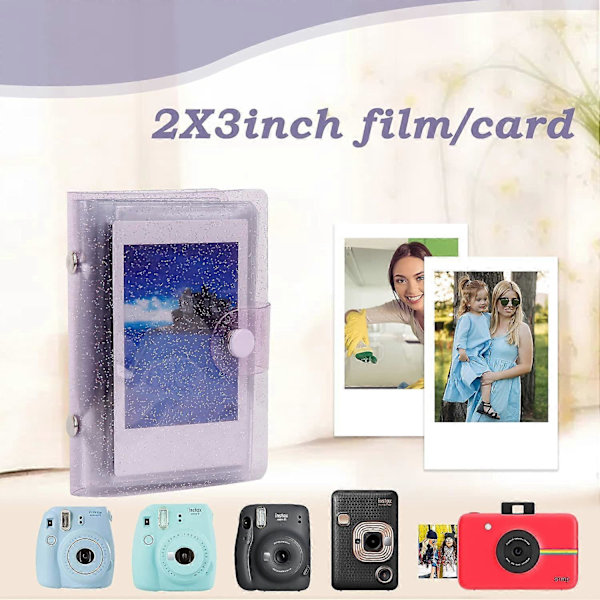 36 Fack Mini Fotoalbum för Fujifilm Instax Mini Instantfilm, Polaroid Snap, Z2300, SocialMatic Instantkameror & Zip Instantprinter (Lila)