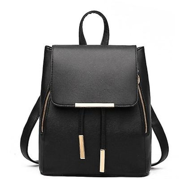 Fashion Shoulder Bag Rucksack PU Leather Women Girls Ladies Backpack Travel bag (Black)