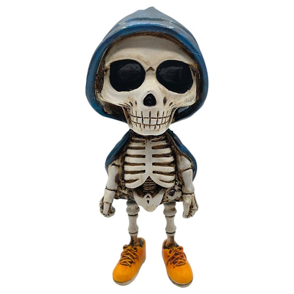 Cool Skelettdocka Dekoration Halloween Fashion Skalle I Sweatshirt Harts Ornamer Figurer För Hemmafest