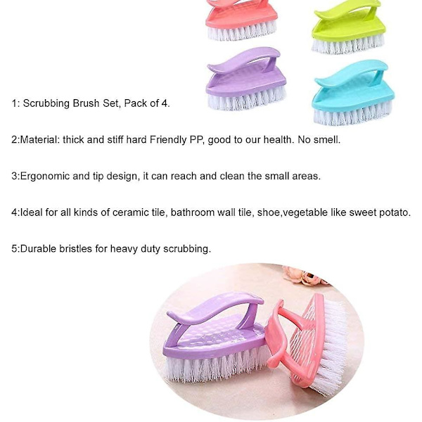 Skrubbborste Set, Handhållen, Spetsad, Traditionell Järnform, Maskintvättbar, 4-pack