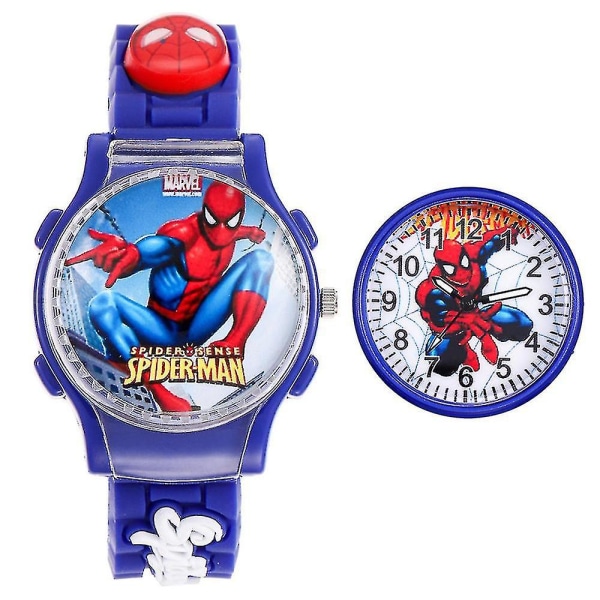 Otwoo Kids Spiderman Watch Rotation Flip-klockor med justerbar rem Födelsedagsjulpåskpresent（Royal Blue）