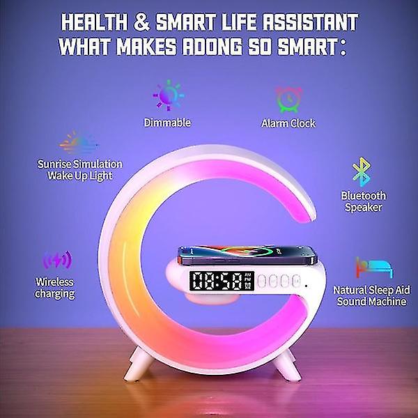 15w Trådløs Hurtiglading Dokkingstasjon Bluetooth-høyttaler Alarmklokke Skrivebordslampe Rgb Fargerikt Lys Lader For Smarttelefon