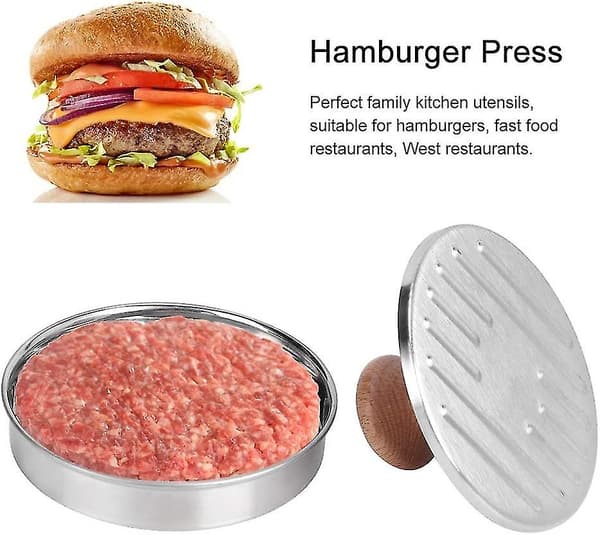 12,5 cm Non-stick Hamburgerpress, Hamburgerpress för Bbq Picknick Hemlagad Hamburger Bacon Korv