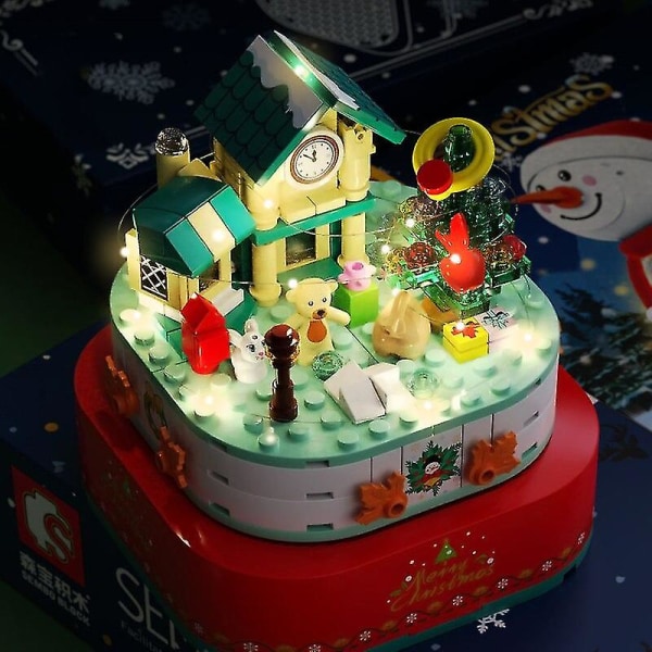 Jouluaiheinen malli tiilet lumiukko musiikkirasia valaisimella rakennuspalikka lelut tytöille set 1 kpl