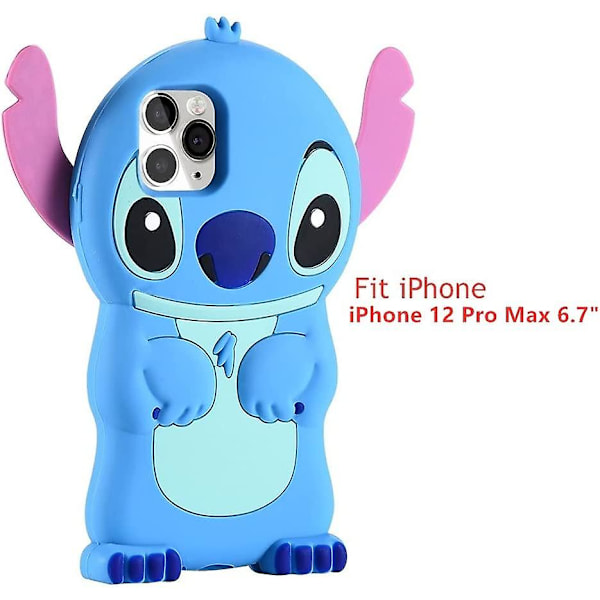 Mobilfodral för iPhone 12 Pro Max, Lilo & Stitch Söt 3D Cartoon Unik Mjuk Silikon Djurfigur Stötskyddande Skydd för Pojkar Flickor Barn Presenter