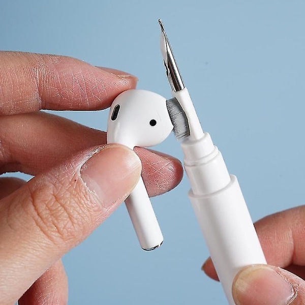 Rengöringssats för Airpods 1 2 Öronsnäckor Rengöringspenna Borste Bluetooth-kompatibla hörlurar Case Rengöringsverktyg（Vit）