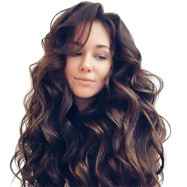 Naisten muoti pitkät peruukit Isot aaltoilevat hiukset Ruskeat peruukit Juhla synteettiset peruukit