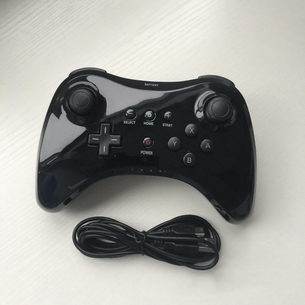 Pro Controller til Wii U, Powerlead Wireless Controller Gamepad til Wii U Dual Analog Game Remote Joystick (sort)