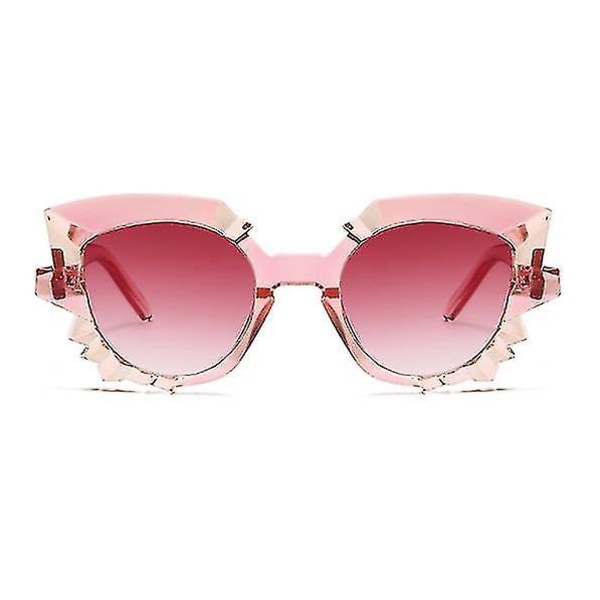 Kvinders solbriller polygonale vandkastanje-solbriller i katteøjeform (pink)