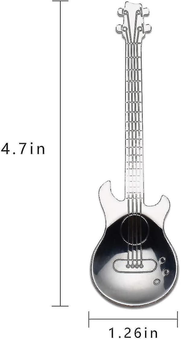 Gitarrkaffeskedar 6-pack Kreativa Söta Skedar 18/10 Rostfritt Stål Teskedar Gitarrformade