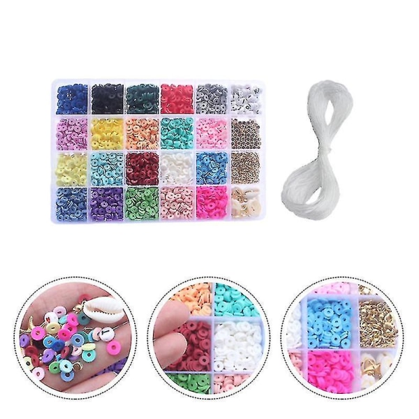 1 æske 24-gitter Polymer Clay Beads Farverige gør-det-selv-skive Shell-smykketilbehør