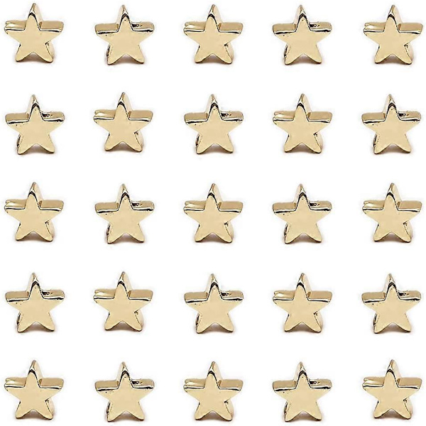 50 stjärnformade pärlor med distanshållare, KC-förgylld mässing, lösa pärlor för smycken, armband och halsband