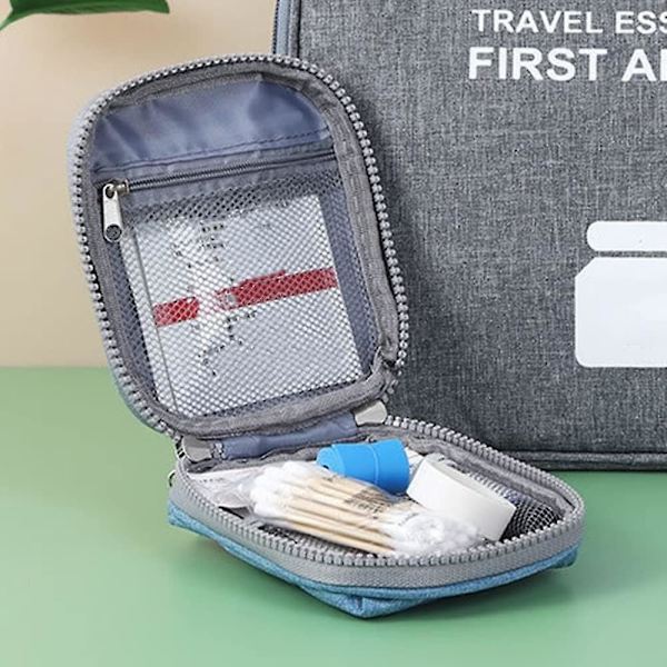 2-pack reseväska i vattentät Oxford-tyg, bärbar medicinväska för hem, utomhus, resor, camping, vandring, kontor (röd, blå)