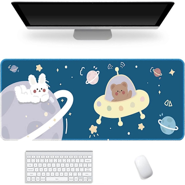 Kawaii Skrivbordsunderlägg, Stort Spelmusmatta med tecknade motiv, Söt tangentbordsmatta, Halksäker gummibas, Lätt att rengöra, Laptop-skrivbordsmatta för spel och skrivande