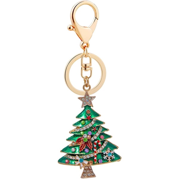 Christmas Key Chain Ring, Rhinestone Diamond Christmas Tree Keychain Clip, Novelty Söta hängande nyckelringar