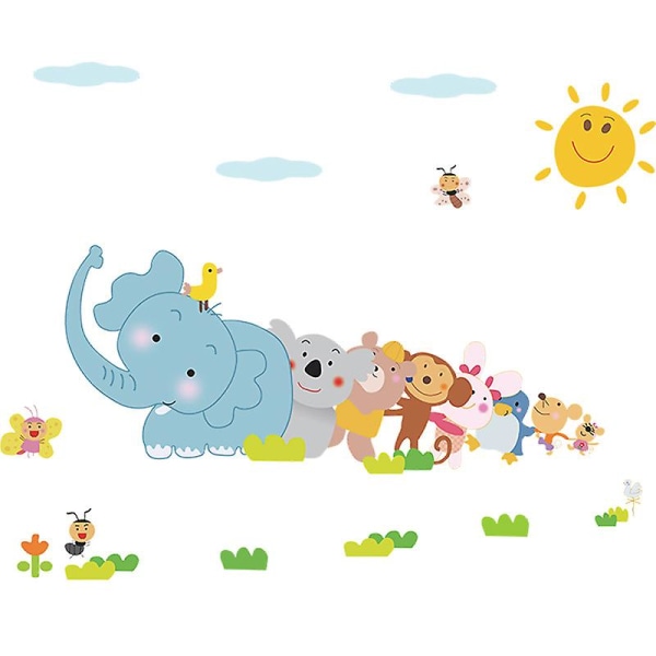 Barn tecknat djurtryck Print Baby Love Elephant Monkey Animal Zoo, 1 set