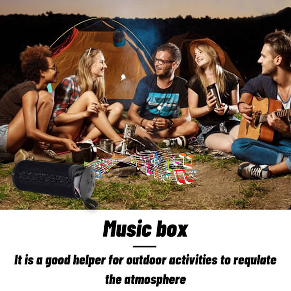 Bluetooth-högtalare, trådlös stereokoppling, bärbar högtalare med HD Surround Bass-ljud för utomhusbruk, camping, strand, sport, pool, dusch